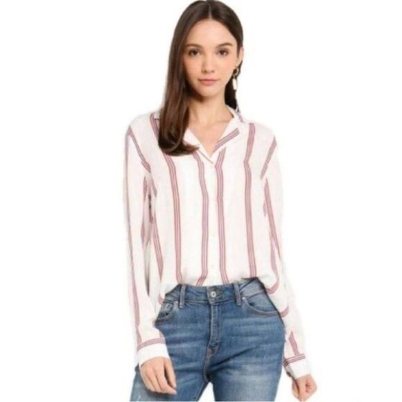 Vero Moda Tops - Vero Moda StripedHanna Shirt or Blouse Red White & Blue Size Large New With Tag 